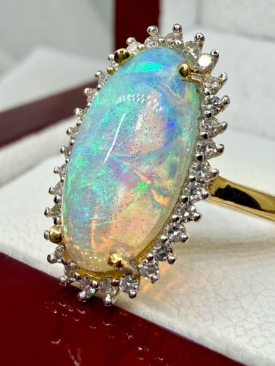 Opal Lab-Grown Diamond Halo Ring