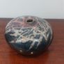 Fabulous Vintage Small Hand-Thrown Art Pottery Pebble Shaped Vase with Lovely Abstract Glaze Pattern in Blacks, Whites, Pinky-Red with Gold Flakes, Hand Made, But Unknown Maker, Circa 1975 Image 2
