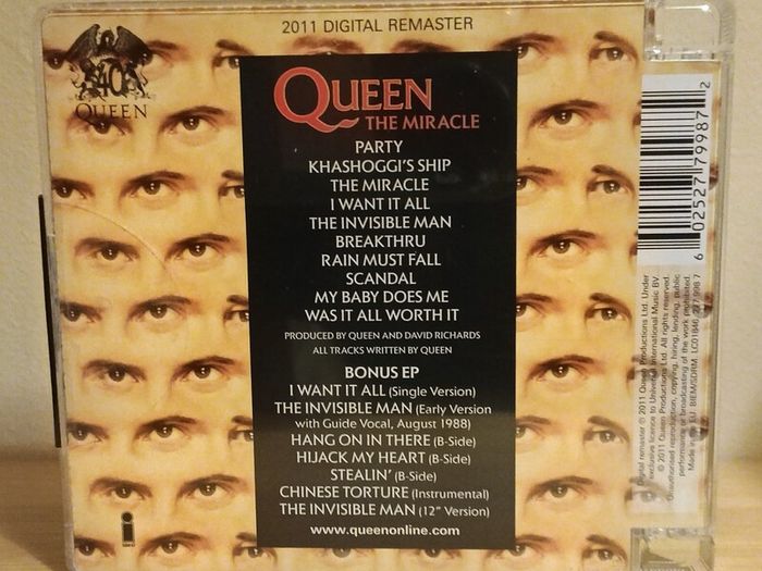 Queen The Miracle 2011 2 CD Deluxe Edition, Remastered
