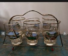 Vintage drinking glasses, in Original box,all different Irish scenes.