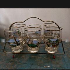 Vintage drinking glasses, in Original box,all different Irish scenes.