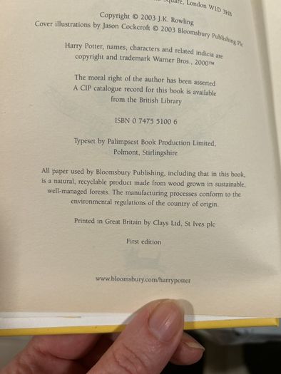 Harry Potter and the Order of the Phoenix 1st Edition plus three other Harry Potter books)