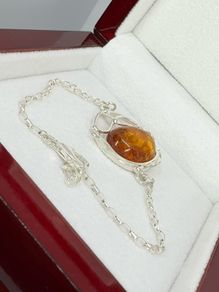 Silver bracelet Amber Solitaire Bracelet A Piece of Ancient Sunlight