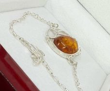 Silver bracelet Amber Solitaire Bracelet A Piece of Ancient Sunlight