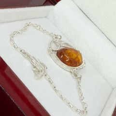 Silver bracelet Amber Solitaire Bracelet A Piece of Ancient Sunlight