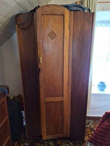 Vintage Art Deco oak hall robe or compact wardrobe