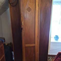 Vintage Art Deco oak hall robe or compact wardrobe