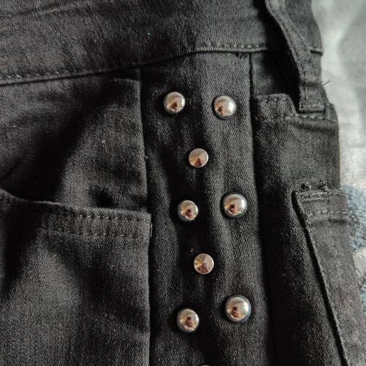 Black Studded High waisted stretchy jeans, H&M, size 36