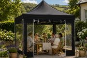 10ft x 10ft Black Pop-Up Gazebo with Clear Sidewalls &amp; Wheeled Carry Bag 3m x 3m
