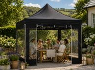 main image for ad 10ft x 10ft Black Pop-Up Gazebo with Clear Sidewalls &amp; Wheeled Carry Bag 3m x 3m