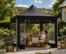 10ft x 10ft Black Pop-Up Gazebo with Clear Sidewalls & Wheeled Carry Bag 3m x 3m