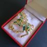 Running Horse Brooch Gold Tone and Green Galloping Horse Brooch Shawl Pin Broach Equestrian Jewellery Image 4