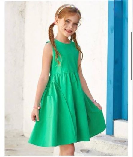 Brand New GRACE KARIN Girls Dresses 134 Children s Dress 140 Cotton Simple Classic Casual Knee Length Green