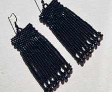 Pitch Black earrings, handbeaded