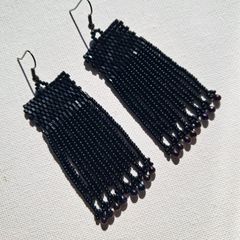 Pitch Black earrings, handbeaded