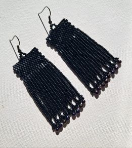 Pitch Black earrings, handbeaded