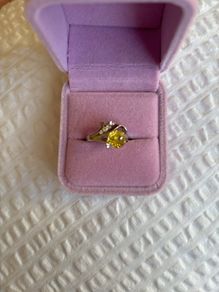 Ring Clear Crystal and Yellow Bead