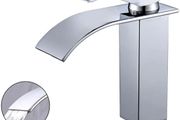 Waterfall Bathroom Taps, Bathroom Sink Monoblock Mixer Faucet Chrome(UK Standard) Basin Cold &amp; Hot Water Chrome Plated Brass Tap