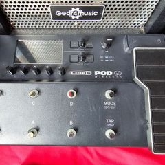 guitar and bass pedals, footdrums, bass amp and wearable metronome