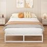 Super King Bed Frame 180x200 cm Metal Platform Bed Super King with Steel Slat Support, Easy Assembly, Noise Free, No Box Spring Needed, 36cm High, White Image 2