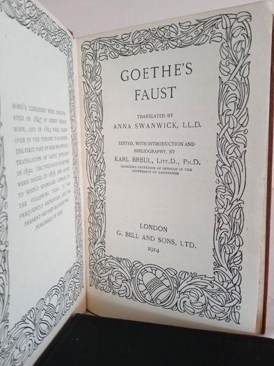 Goethe's Faust Translated by Anna Swanwick. Edited, With Introduction and Bibliography by Karl Breul (GT964)