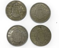 4x UK Half Crown Coins 1953-1966 - Elizabeth II - Pre-Decimal Lot