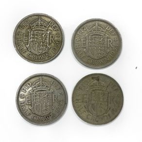 4x UK Half Crown Coins 1953-1966 - Elizabeth II - Pre-Decimal Lot