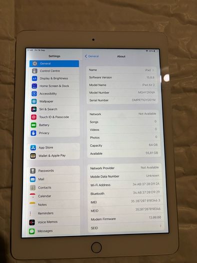 ipad air 2 wifi + sim