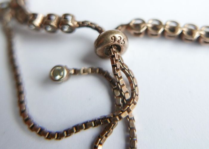 Vintage Handmade Evil Eye Tennis Bracelet: Sterling Silver 925 Gold Plated Mother of Pearl 9,4g