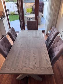 Solid wood dining table and 6 dining chairs