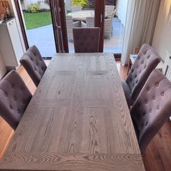 Solid wood dining table and 6 dining chairs