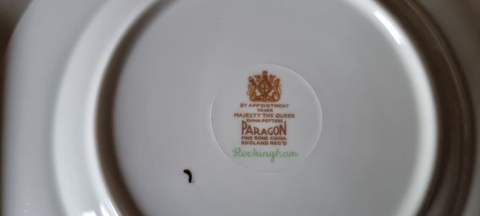 For Collectors Antique 3 Piece Paragon Rockingham Bone China Gold Gilt Cabinet Eared Cake Plate And Bread And Butter Set Made In England