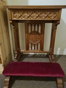 Antique Gothic Oak Prayer Bench Kneeler Stool