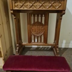 Antique Gothic Oak Prayer Bench Kneeler Stool