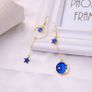 Moon Star Starburst Gold Drop Dangle Earrings Image 2