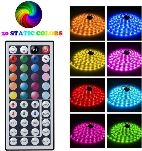 LED Strip Lights 10m with Remote, Sunvook LED Light 32.8ft 300 LED 5050 RGB Lighting IP65 Waterproof Dust-Proof LED lights with 44 Keys Remote Control for Indoor and Outdoor Christmas Decoration (10m)