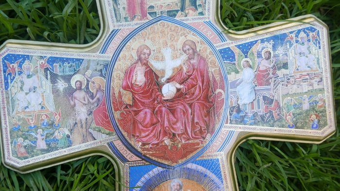 Cross. Crucifix Jesus Christ Decoupage Crucifix Wooden Scenes of His Life wall 15,4" x 11"