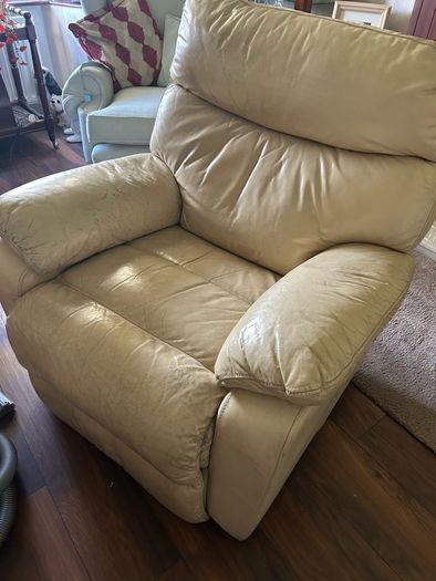 Leather recliner armchair