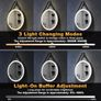 600mm Round LED Bathroom Mirror with Black Frame & Leather Strap, Touch Sensor, Anti-Fog, Dimmable 3-Colour Lighting Image 4