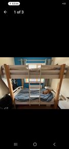 White & Natural Wood Bunk Bed