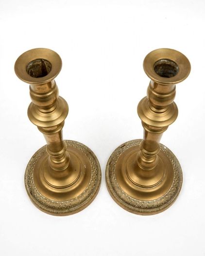 Antique brass candle holders