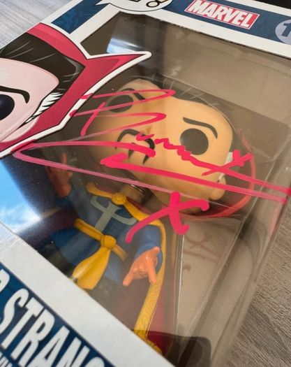Signed autograph Funko pop Marvel Dr. Strange Benedict Cumberbatch.