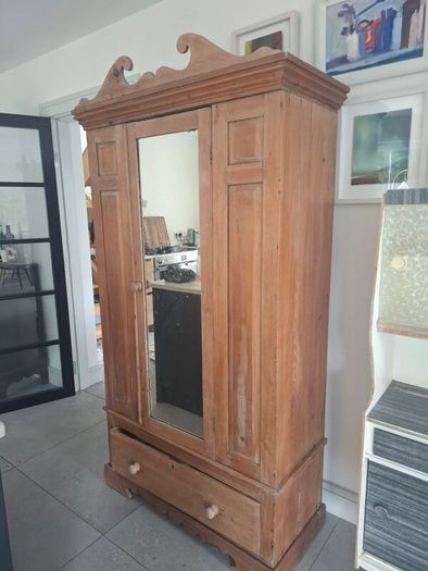 Old vintage pine wardrobe