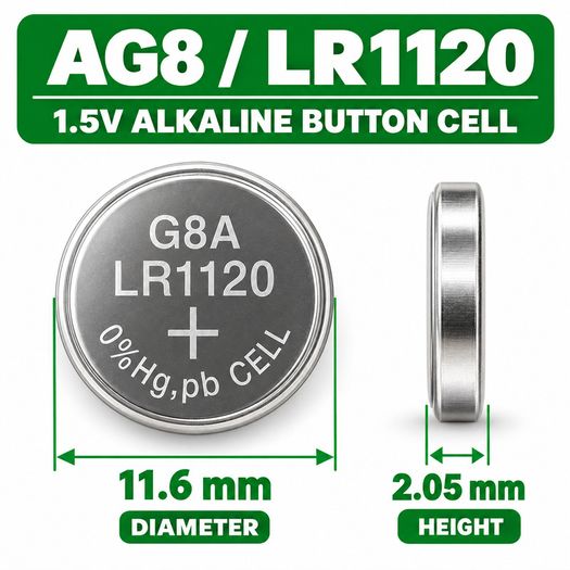 10 Batteries AG8 LR1120 1.5V Alkaline Button Cell
