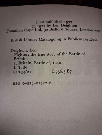 Len Deighton / The True Story of the Battle of Britain/ 1st ed. / 1977