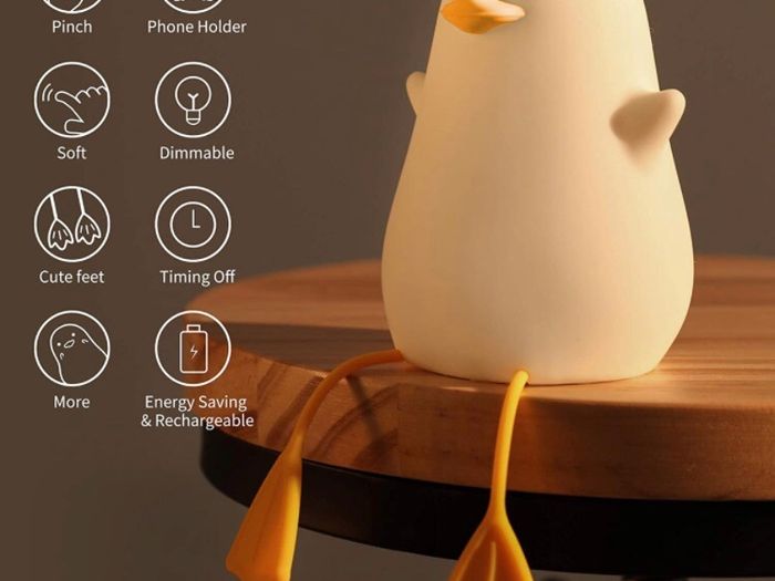 Cute Duck Night Light, Gifts for Women Teen Girls Baby,Night Lights for Kids Bedroom, Cute Christmas Seagull Chick Silicone Nightlights