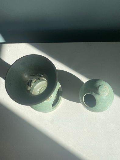 Two pieces of pottery signed Dermot  Rooney