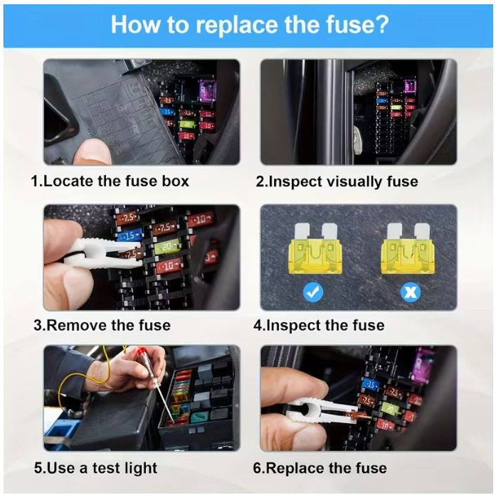 Fuse Kit, Includes 60 Mini Blade Fuses, 60 Standard Automotive Fuses, 60 Micro Fuses, and 1 Fuse Puller. Suitable for Cars, RVs, Trucks, and Motorcycles