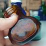 457 - Set of Three Beautiful Vintage Glass Decorative Collectible Bottles - Amber Eire Bovril, Cobalt Blue Magnesia and Turquoise Science Cream Image 2