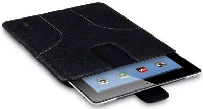 New Ipad 2 / 3 Traveller Leather Pouch Black / Tan